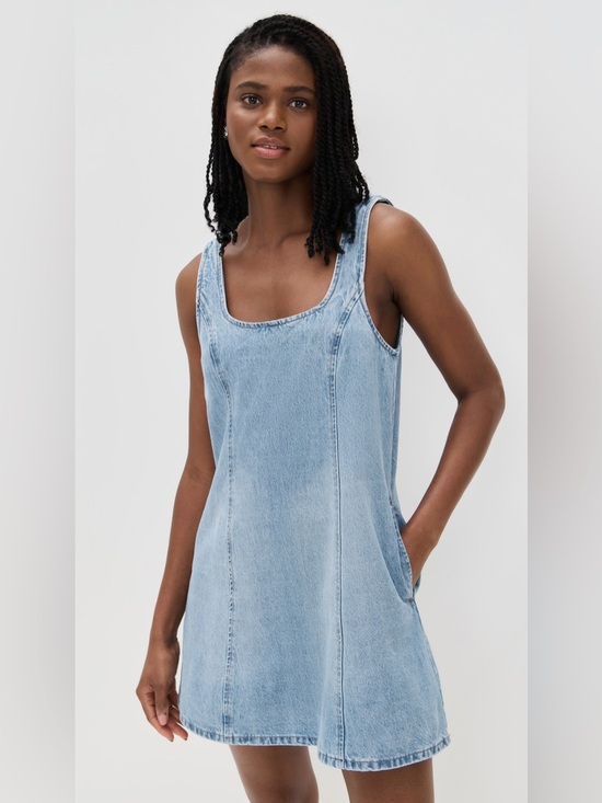 Blank NYC Denim - Blank NYC Light Wash Denim Mini Dress Size Small A-Line Sleeveless NWT